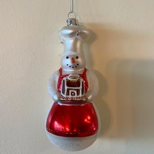 Williams and Sonoma Glass Snowman Ornaments - Set of 3 Bakers